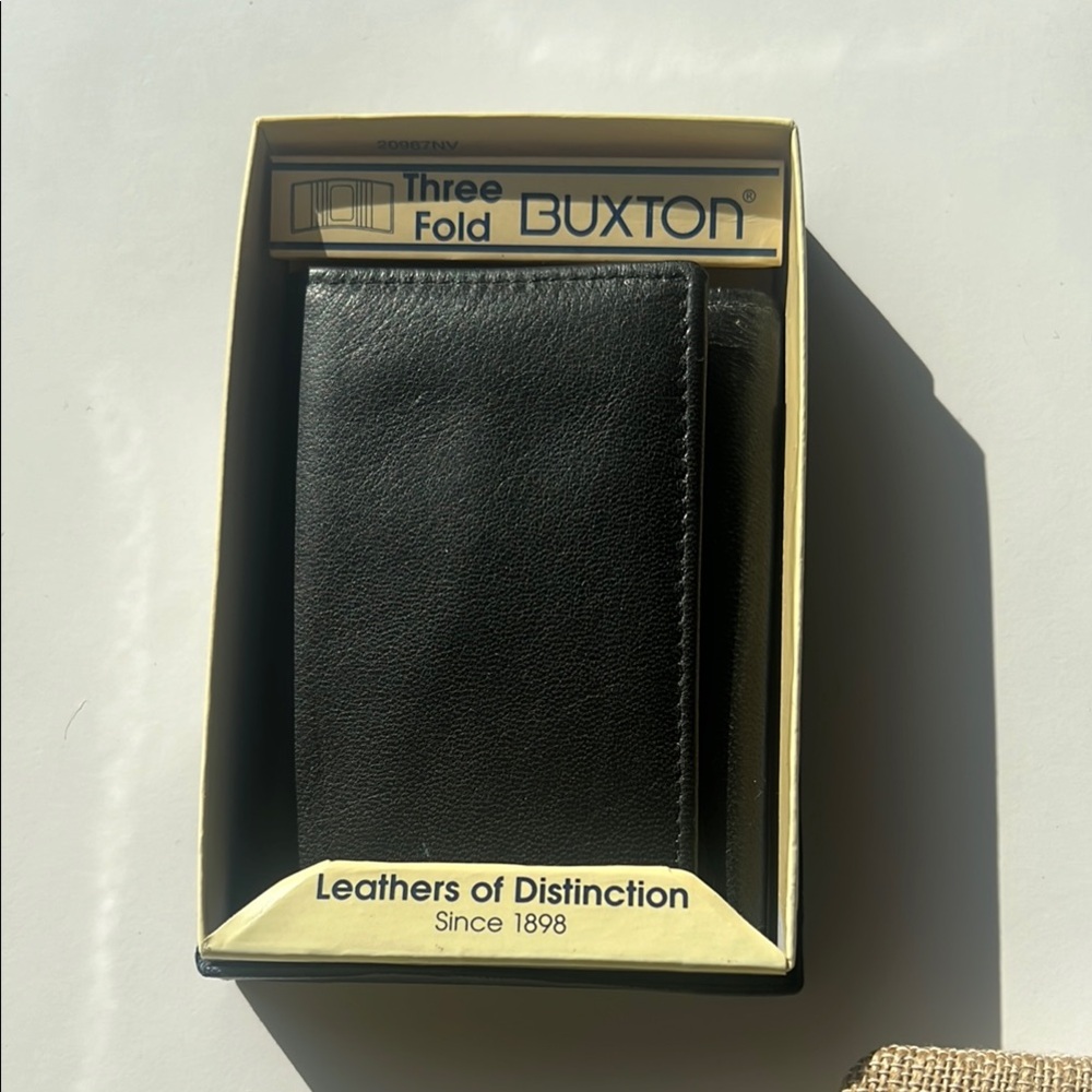 Buxton Black Leather Tri-Fold Wallet
